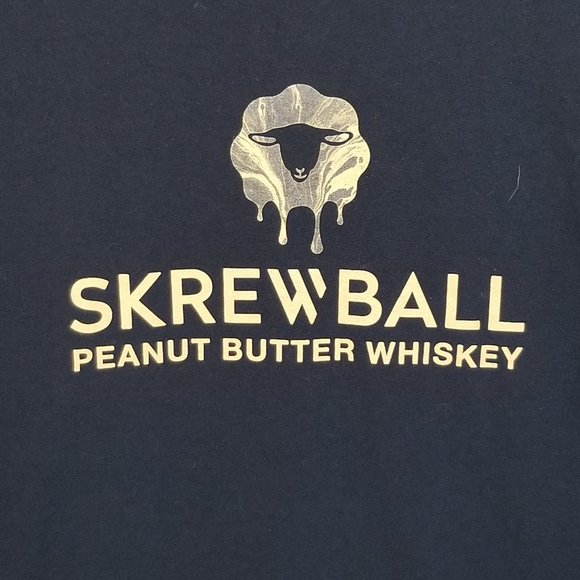 Port and Company Tops - SCREWBALL Peanut Butter Whiskey Women's Black Graphic T-Shirt ~ Size Medium